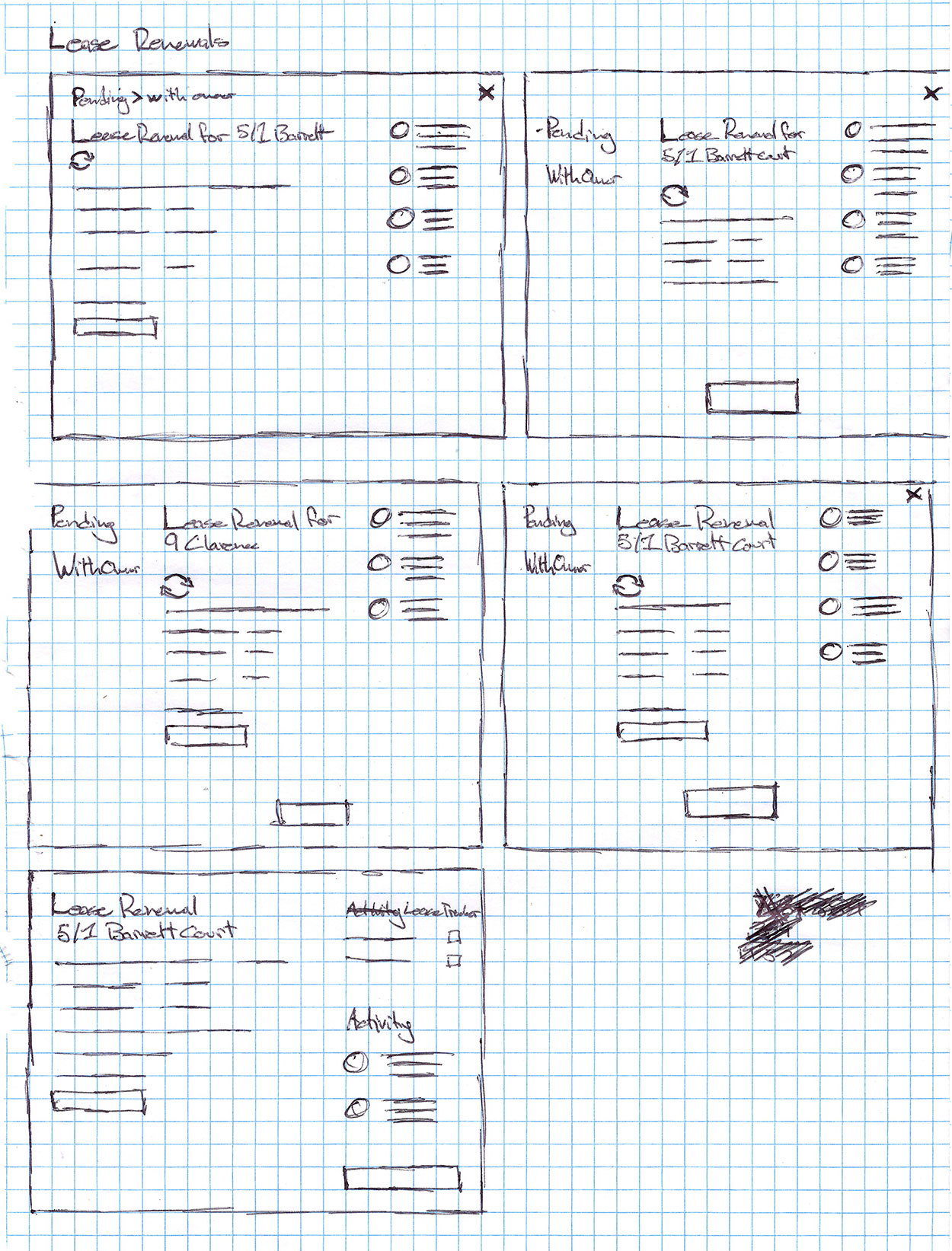 Renew platform — lease renewals wireframe 1