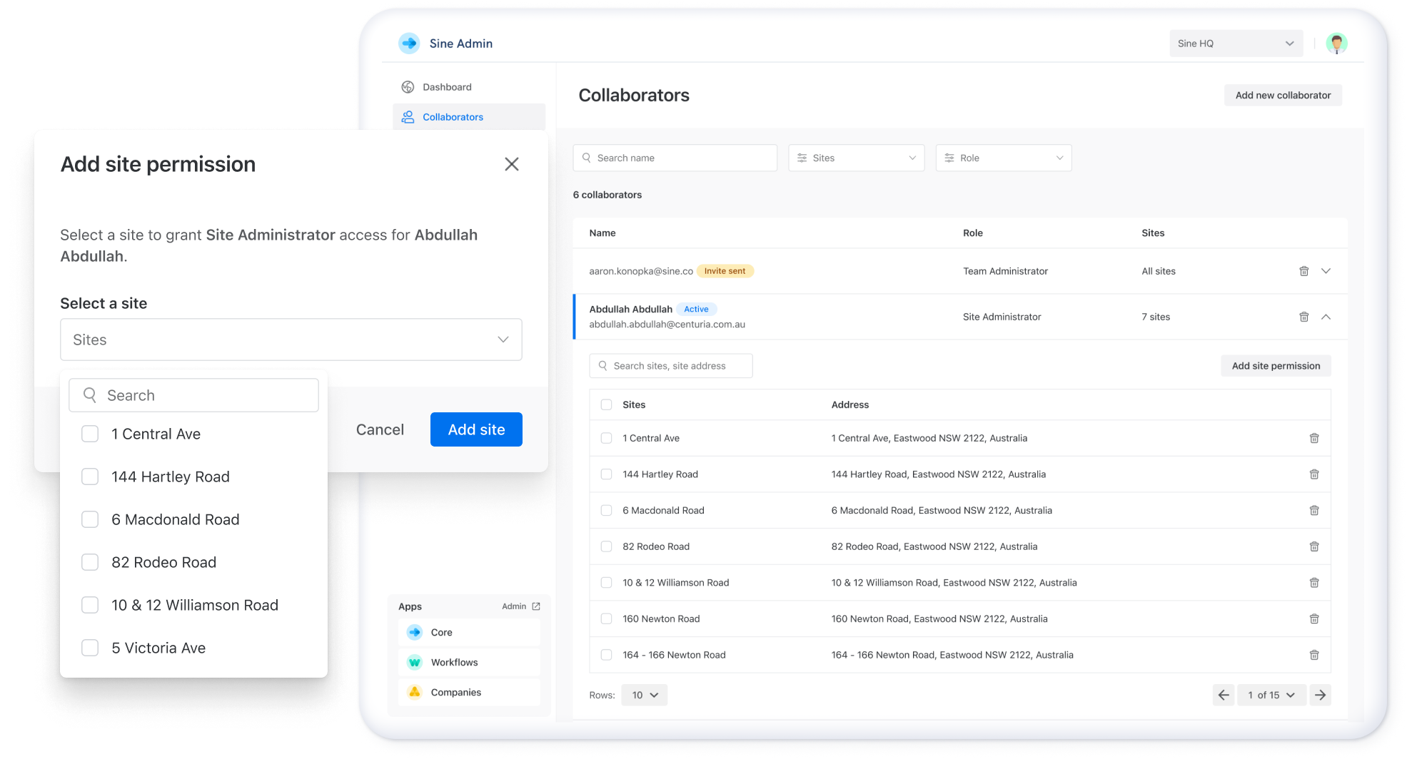 Add site permissions